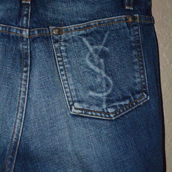 Sz F38 YSL Yves Saint Laurent Blue Denim Bootcut Jeans - Picture 5 of 11